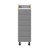 Hugo&Borg Beaumont 12-in W x 34.5-in H x 24-in D Slate Gray 6-Drawer Base Fully Assembled Cabinet (Recessed Panel Style)