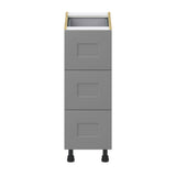 Hugo&Borg Beaumont 12-in W x 34.5-in H x 24-in D Slate Gray 4-Drawer Base Fully Assembled Cabinet (Recessed Panel Style)
