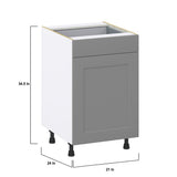 Hugo&Borg Beaumont 21-in W x 34.5-in H x 24-in D Slate Gray 1-Drawer Base Fully Assembled Cabinet (Recessed Panel Shaker Style)