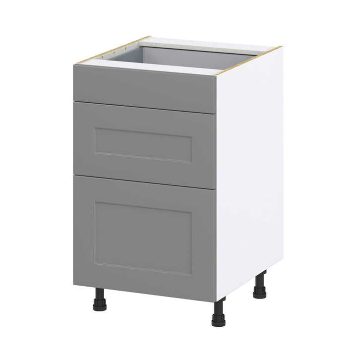 Hugo&Borg Beaumont 21-in W x 34.5-in H x 24-in D Slate Gray 3-Drawer Base Fully Assembled Cabinet (Recessed Panel Style)