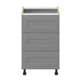 Hugo&Borg Beaumont 21-in W x 34.5-in H x 24-in D Slate Gray 3-Drawer Base Fully Assembled Cabinet (Recessed Panel Style)