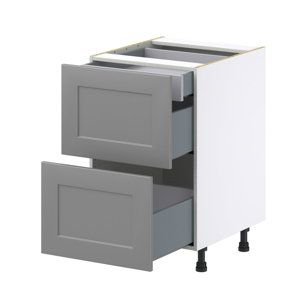 Hugo&Borg Beaumont 21-in W x 34.5-in H x 24-in D Slate Gray 3-Drawer Base Fully Assembled Cabinet (Recessed Panel Style)