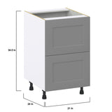 Hugo&Borg 21-in W x 34.5-in H x 24-in D Slate Gray 2-Drawer Base Fully Assembled Cabinet (Recessed Panel Style)
