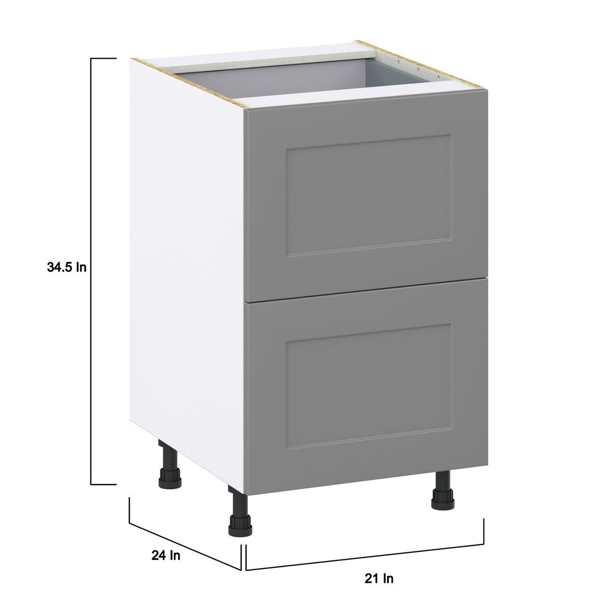 Hugo&Borg Beaumont 21-in W x 34.5-in H x 24-in D Slate Gray 3-Drawer Base Fully Assembled Cabinet (Recessed Panel Style)