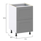 Hugo&Borg Beaumont 21-in W x 34.5-in H x 24-in D Slate Gray 3-Drawer Base Fully Assembled Cabinet (Recessed Panel Style)