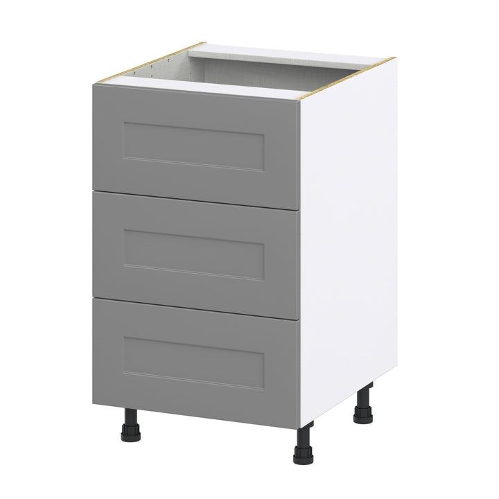 Hugo&Borg Beaumont 21-in W x 34.5-in H x 24-in D Slate Gray 3-Drawer Base Fully Assembled Cabinet (Recessed Panel Style)