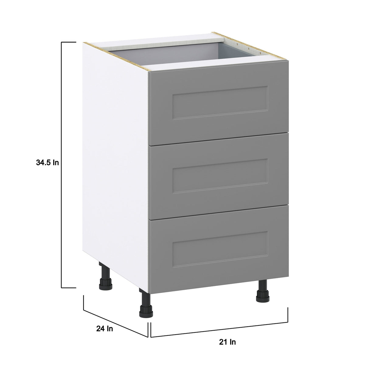 Hugo&Borg Beaumont 21-in W x 34.5-in H x 24-in D Slate Gray 4-Drawer Base Fully Assembled Cabinet (Recessed Panel Style)