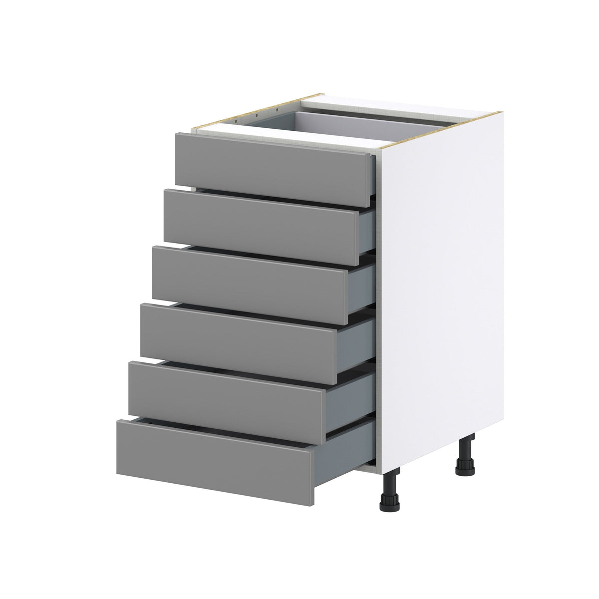 Hugo&Borg 21-in W x 34.5-in H x 24-in D Slate Gray 6-Drawer Base Fully Assembled Cabinet (Recessed Panel Style)