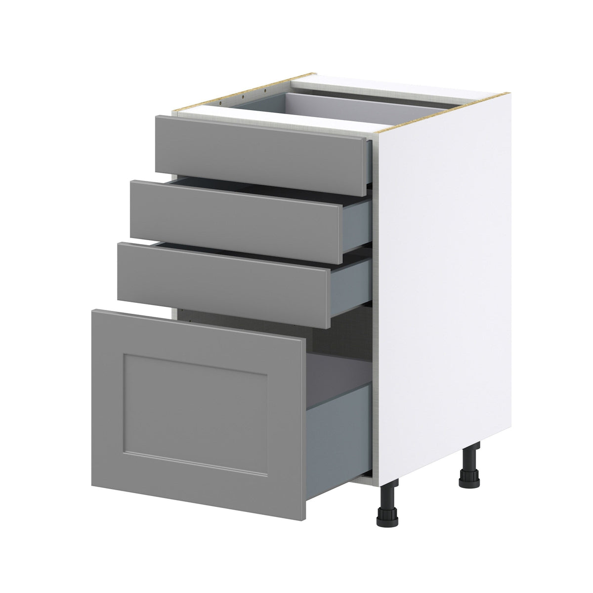 Hugo&Borg 21-in W x 34.5-in H x 24-in D Slate Gray 4-Drawer Base Fully Assembled Cabinet (Recessed Panel Style)