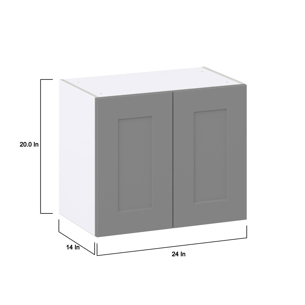 Hugo&Borg Beaumont 24-in W x 20-in H x 14-in D Slate Gray Wall Fully Assembled Cabinet (Recessed Panel Shaker Door Style)