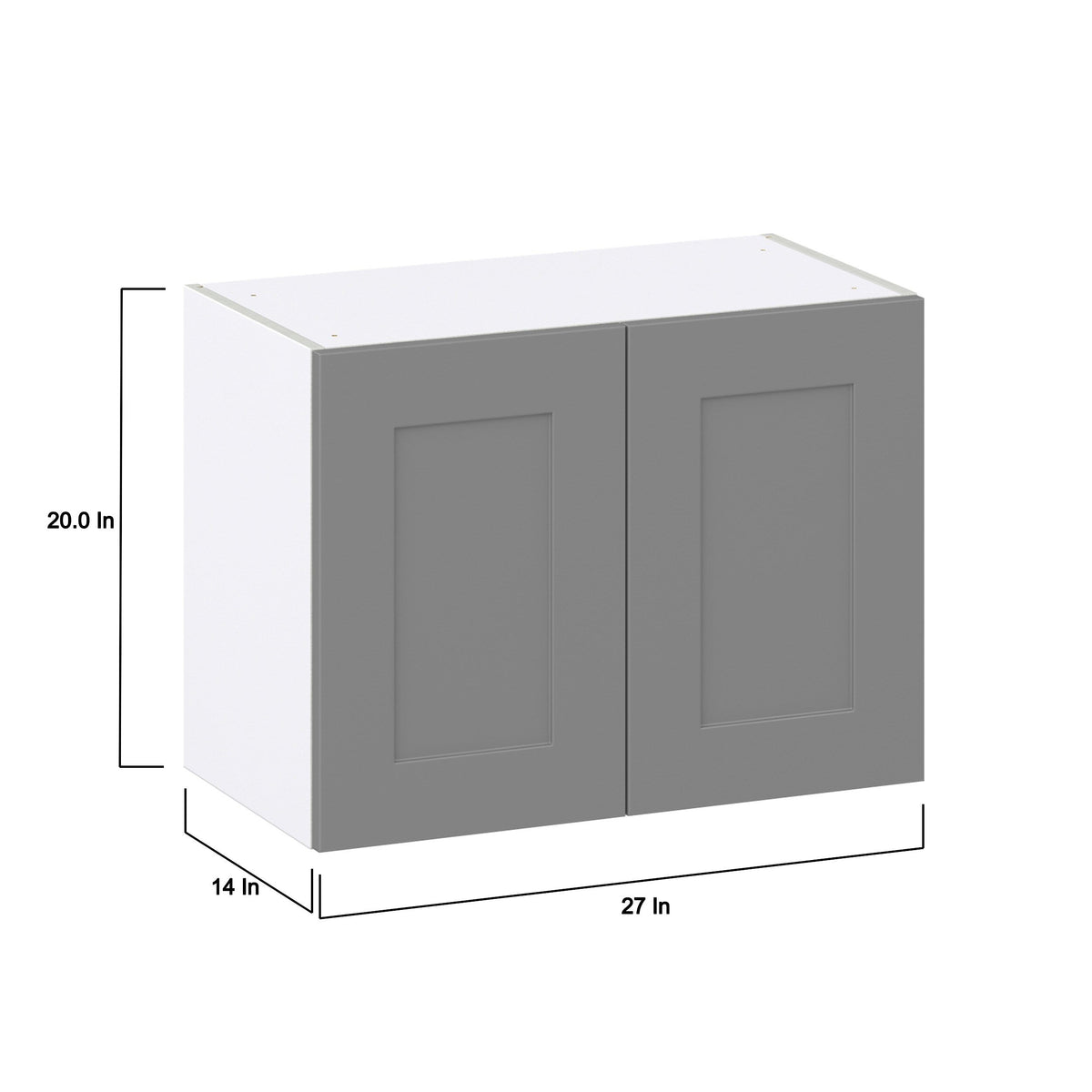 Hugo&Borg 27-in W x 20-in H x 14-in D Slate Gray Wall Fully Assembled Cabinet (Recessed Panel Shaker Door Style)