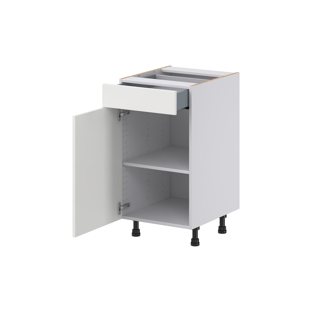 Hugo&Borg Riviera 18-in W x 34.5-in H x 21-in D Bright White 1-Drawer Base Fully Assembled Cabinet (Recessed Panel Shaker Door Style)