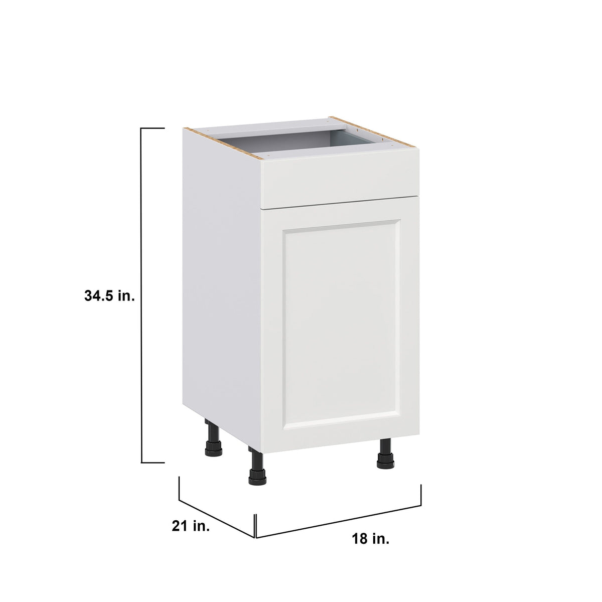 Hugo&Borg Riviera 18-in W x 34.5-in H x 21-in D Bright White 1-Drawer Base Fully Assembled Cabinet (Recessed Panel Shaker Door Style)