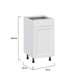 Hugo&Borg Riviera 18-in W x 34.5-in H x 21-in D Bright White 1-Drawer Base Fully Assembled Cabinet (Recessed Panel Shaker Door Style)