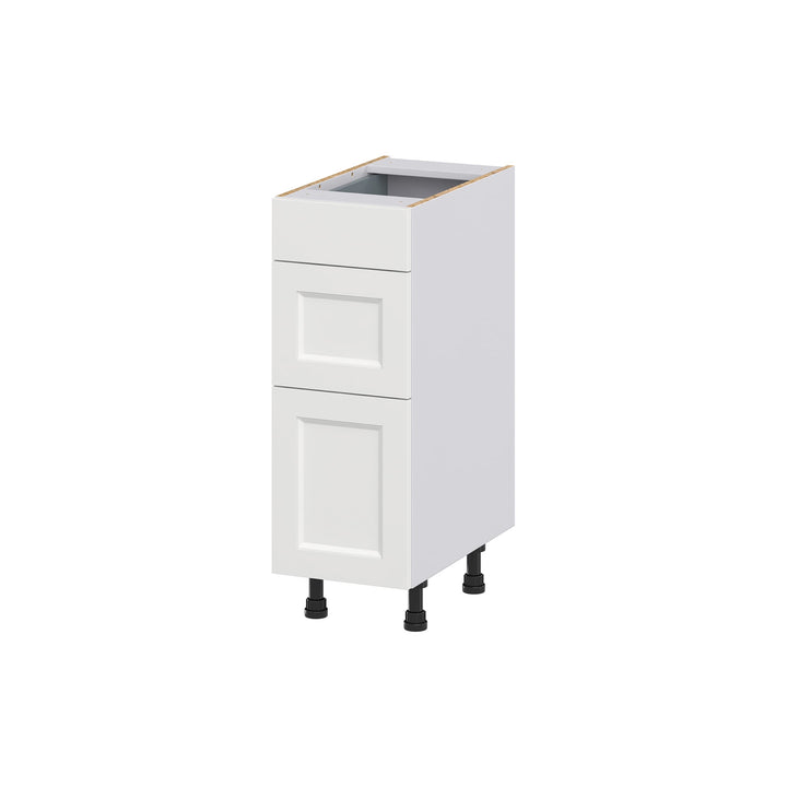 Hugo&Borg Riviera 12-in W x 34.5-in H x 21-in D Bright White 3-Drawer Base Fully Assembled Cabinet (Recessed Panel Style)