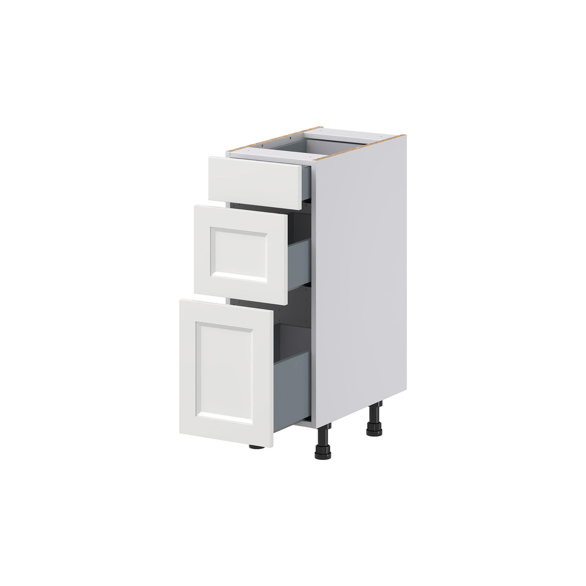 Hugo&Borg Riviera 12-in W x 34.5-in H x 21-in D Bright White 3-Drawer Base Fully Assembled Cabinet (Recessed Panel Style)
