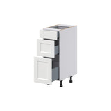 Hugo&Borg Riviera 12-in W x 34.5-in H x 21-in D Bright White 3-Drawer Base Fully Assembled Cabinet (Recessed Panel Style)