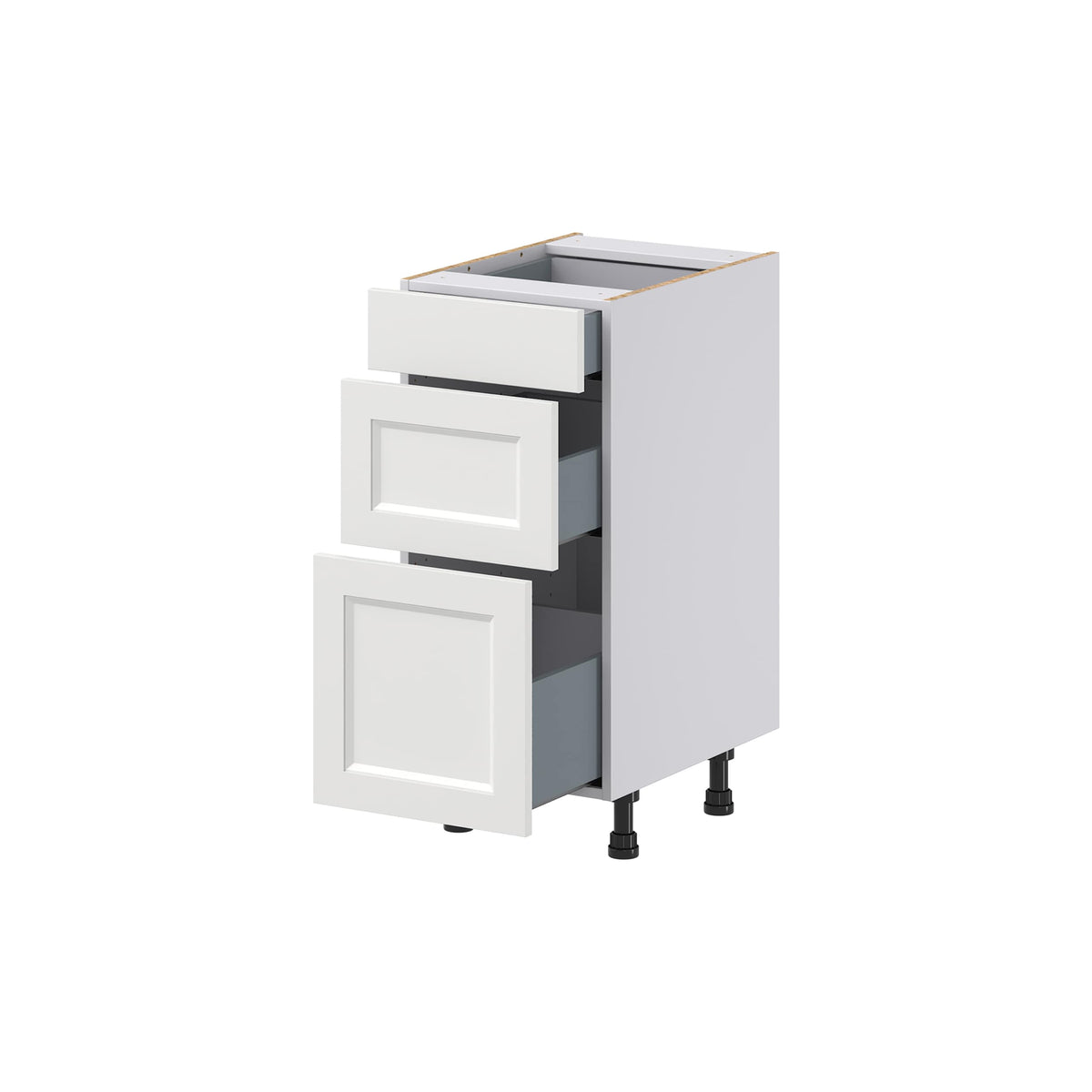 Hugo&Borg Riviera 15-in W x 34.5-in H x 21-in D Bright White 3-Drawer Base Fully Assembled Cabinet (Recessed Panel Style)