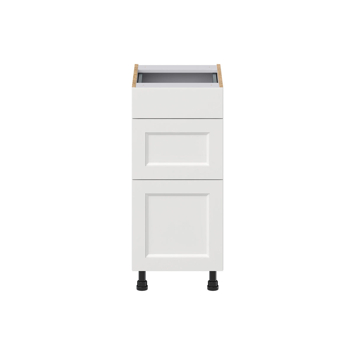 Hugo&Borg Riviera 15-in W x 34.5-in H x 21-in D Bright White 3-Drawer Base Fully Assembled Cabinet (Recessed Panel Style)
