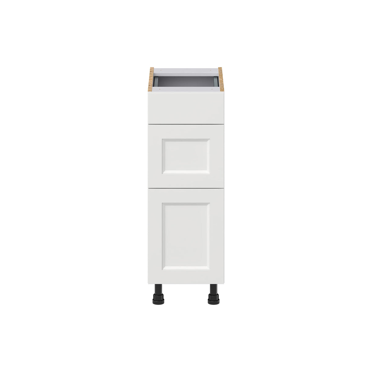 Hugo&Borg Riviera 12-in W x 34.5-in H x 21-in D Bright White 3-Drawer Base Fully Assembled Cabinet (Recessed Panel Style)