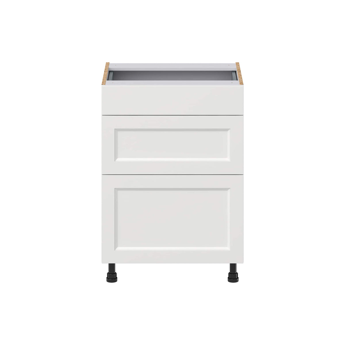 Hugo&Borg Riviera 24-in W x 34.5-in H x 21-in D Bright White 3-Drawer Base Fully Assembled Cabinet (Recessed Panel Style)