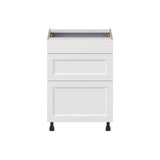 Hugo&Borg Riviera 24-in W x 34.5-in H x 21-in D Bright White 3-Drawer Base Fully Assembled Cabinet (Recessed Panel Style)