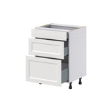 Hugo&Borg Riviera 24-in W x 34.5-in H x 21-in D Bright White 3-Drawer Base Fully Assembled Cabinet (Recessed Panel Style)