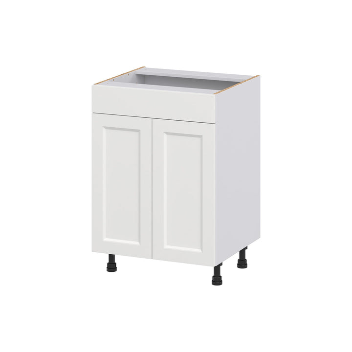 Hugo&Borg Riviera 24-in W x 34.5-in H x 21-in D Bright White Sink Base Fully Assembled Cabinet (Recessed Panel Shaker Style)