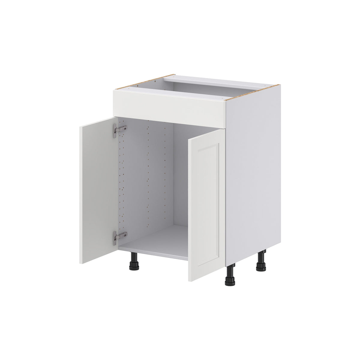 Hugo&Borg Riviera 24-in W x 34.5-in H x 21-in D Bright White Sink Base Fully Assembled Cabinet (Recessed Panel Shaker Style)