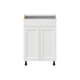 Hugo&Borg Riviera 24-in W x 34.5-in H x 21-in D Bright White Sink Base Fully Assembled Cabinet (Recessed Panel Shaker Style)