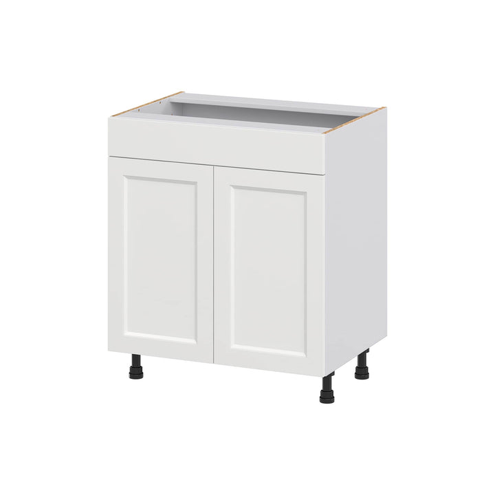 Hugo&Borg Riviera 30-in W x 34.5-in H x 21-in D Bright White Sink Base Fully Assembled Cabinet (Recessed Panel Shaker Style)