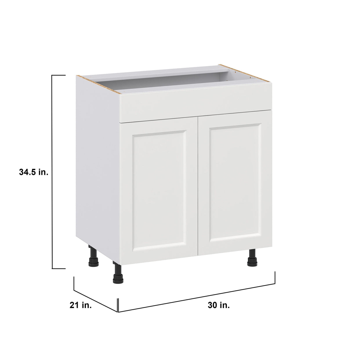 Hugo&Borg Riviera 30-in W x 34.5-in H x 21-in D Bright White Sink Base Fully Assembled Cabinet (Recessed Panel Shaker Style)