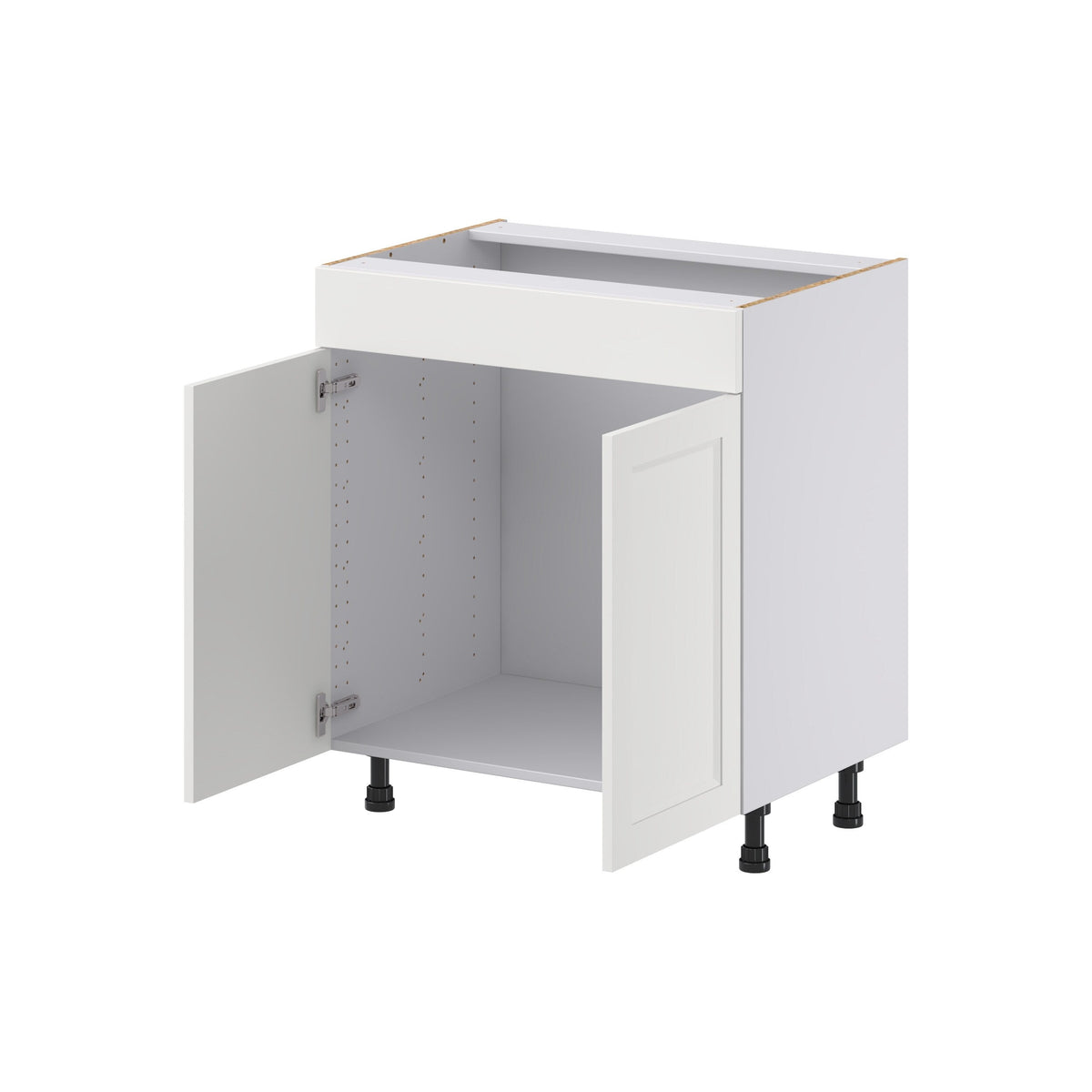 Hugo&Borg Riviera 30-in W x 34.5-in H x 21-in D Bright White Sink Base Fully Assembled Cabinet (Recessed Panel Shaker Style)