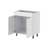Hugo&Borg Riviera 30-in W x 34.5-in H x 21-in D Bright White Sink Base Fully Assembled Cabinet (Recessed Panel Shaker Style)