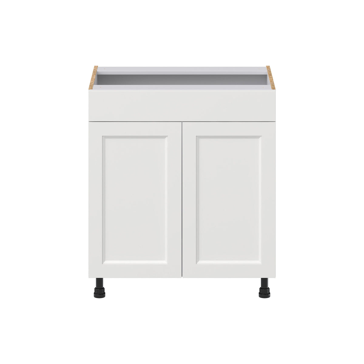 Hugo&Borg Riviera 30-in W x 34.5-in H x 21-in D Bright White Sink Base Fully Assembled Cabinet (Recessed Panel Shaker Style)
