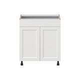 Hugo&Borg Riviera 30-in W x 34.5-in H x 21-in D Bright White Sink Base Fully Assembled Cabinet (Recessed Panel Shaker Style)