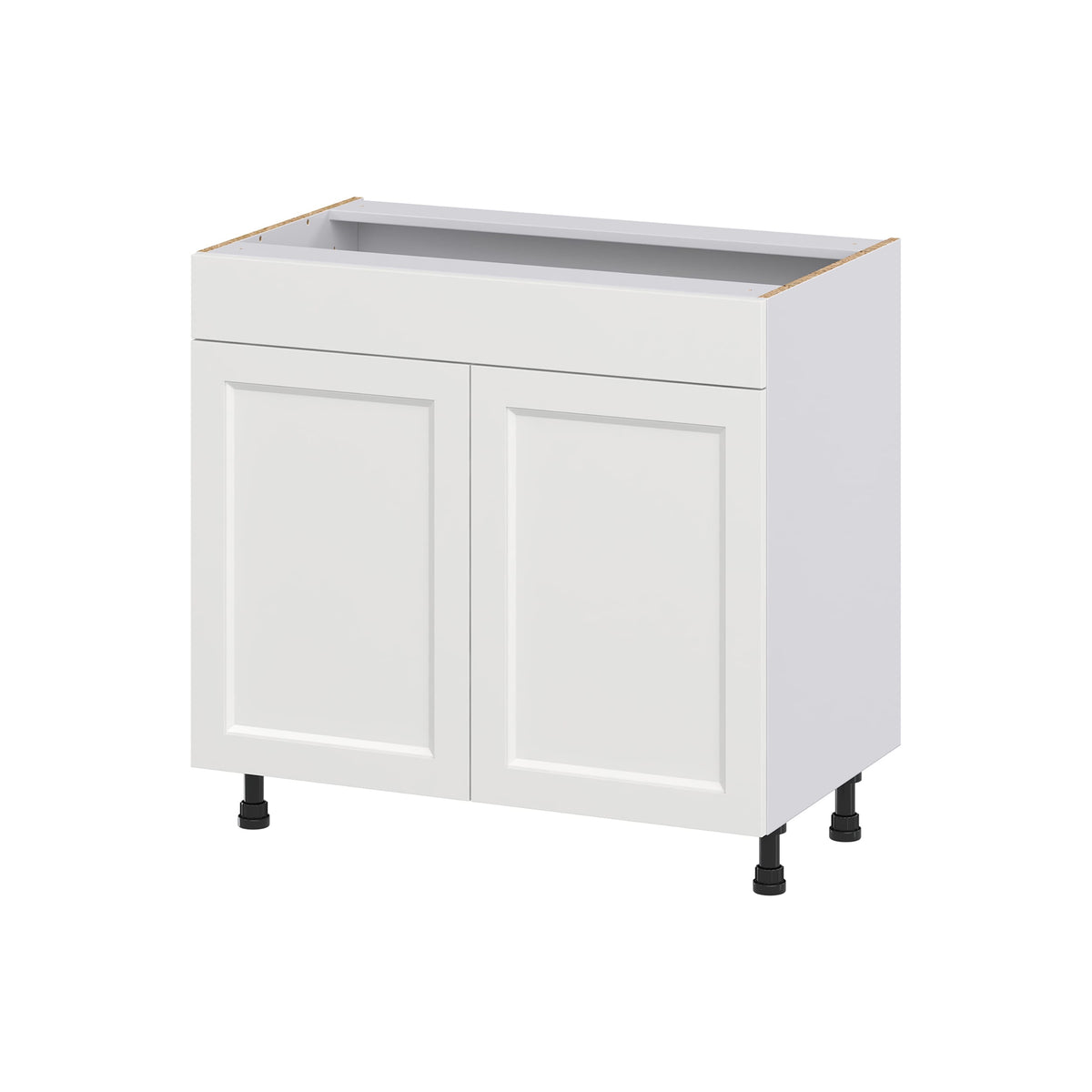 Hugo&Borg Riviera 36-in W x 34.5-in H x 21-in D Bright White Sink Base Fully Assembled Cabinet (Recessed Panel Shaker Style)
