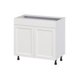 Hugo&Borg Riviera 36-in W x 34.5-in H x 21-in D Bright White Sink Base Fully Assembled Cabinet (Recessed Panel Shaker Style)