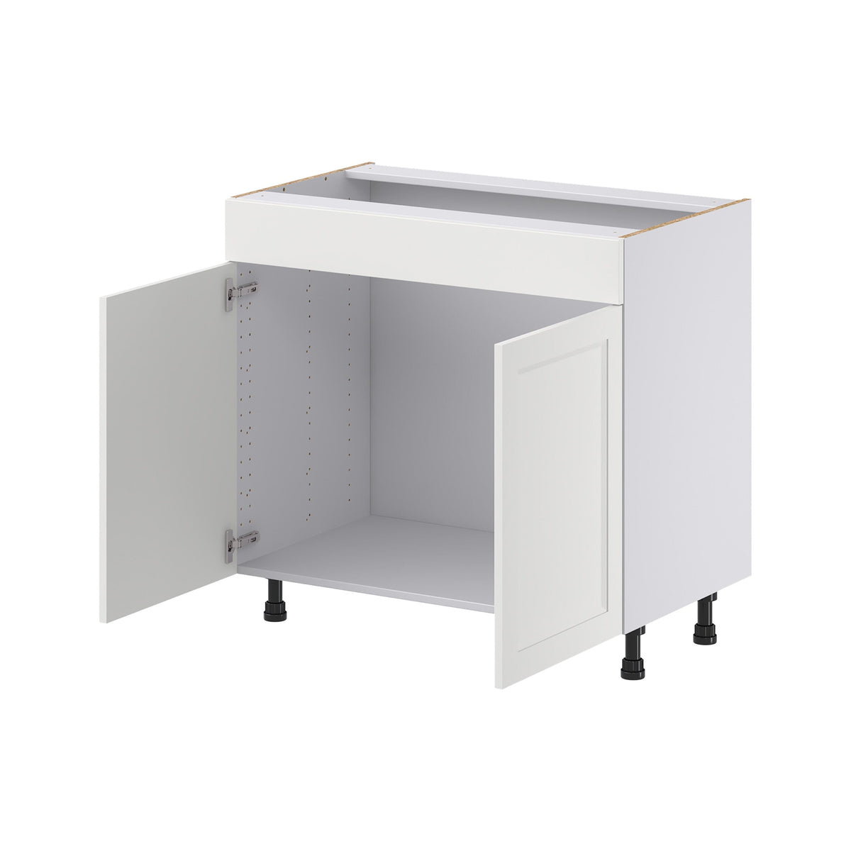 Hugo&Borg Riviera 36-in W x 34.5-in H x 21-in D Bright White Sink Base Fully Assembled Cabinet (Recessed Panel Shaker Style)