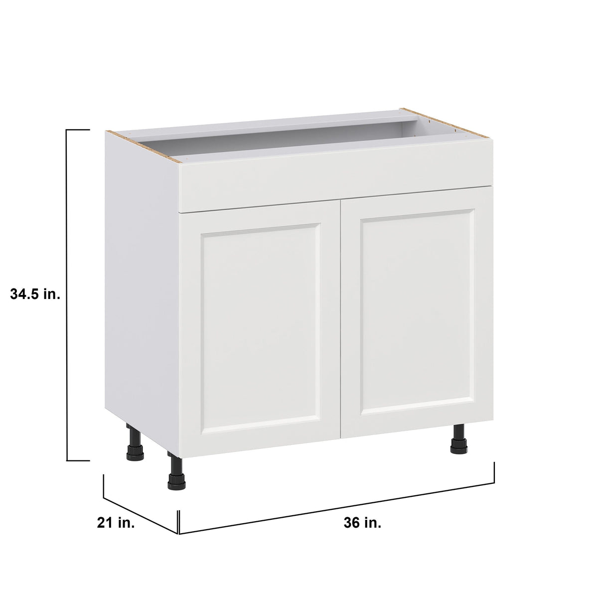 Hugo&Borg Riviera 36-in W x 34.5-in H x 21-in D Bright White Sink Base Fully Assembled Cabinet (Recessed Panel Shaker Style)