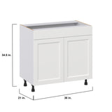 Hugo&Borg Riviera 36-in W x 34.5-in H x 21-in D Bright White Sink Base Fully Assembled Cabinet (Recessed Panel Shaker Style)