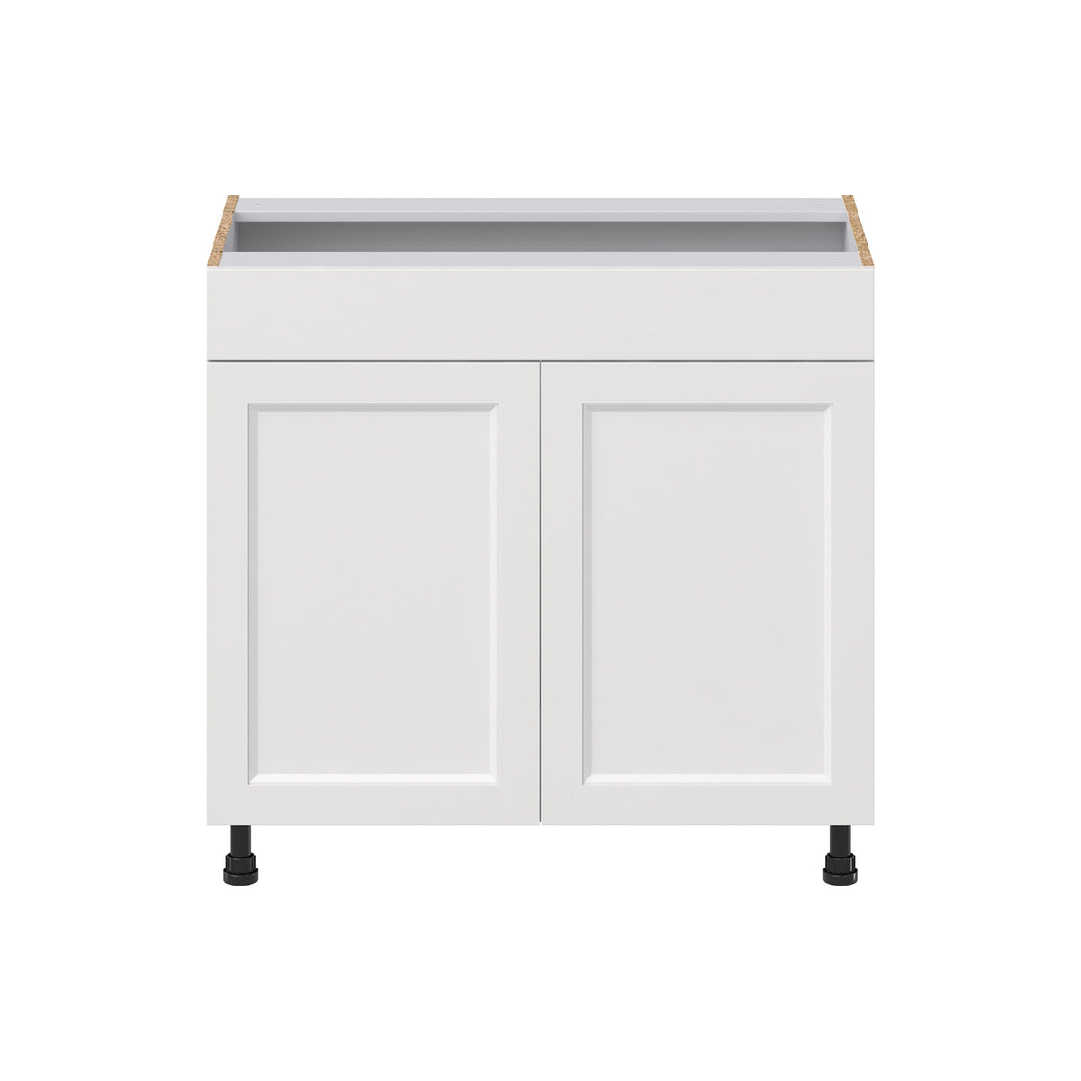Hugo&Borg Riviera 36-in W x 34.5-in H x 21-in D Bright White Sink Base Fully Assembled Cabinet (Recessed Panel Shaker Style)