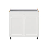 Hugo&Borg Riviera 36-in W x 34.5-in H x 21-in D Bright White Sink Base Fully Assembled Cabinet (Recessed Panel Shaker Style)
