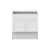 Hugo&Borg Riviera 30-in W x 30-in H x 21-in D Bright White Sink Base Fully Assembled Cabinet (Recessed Panel Shaker Style)