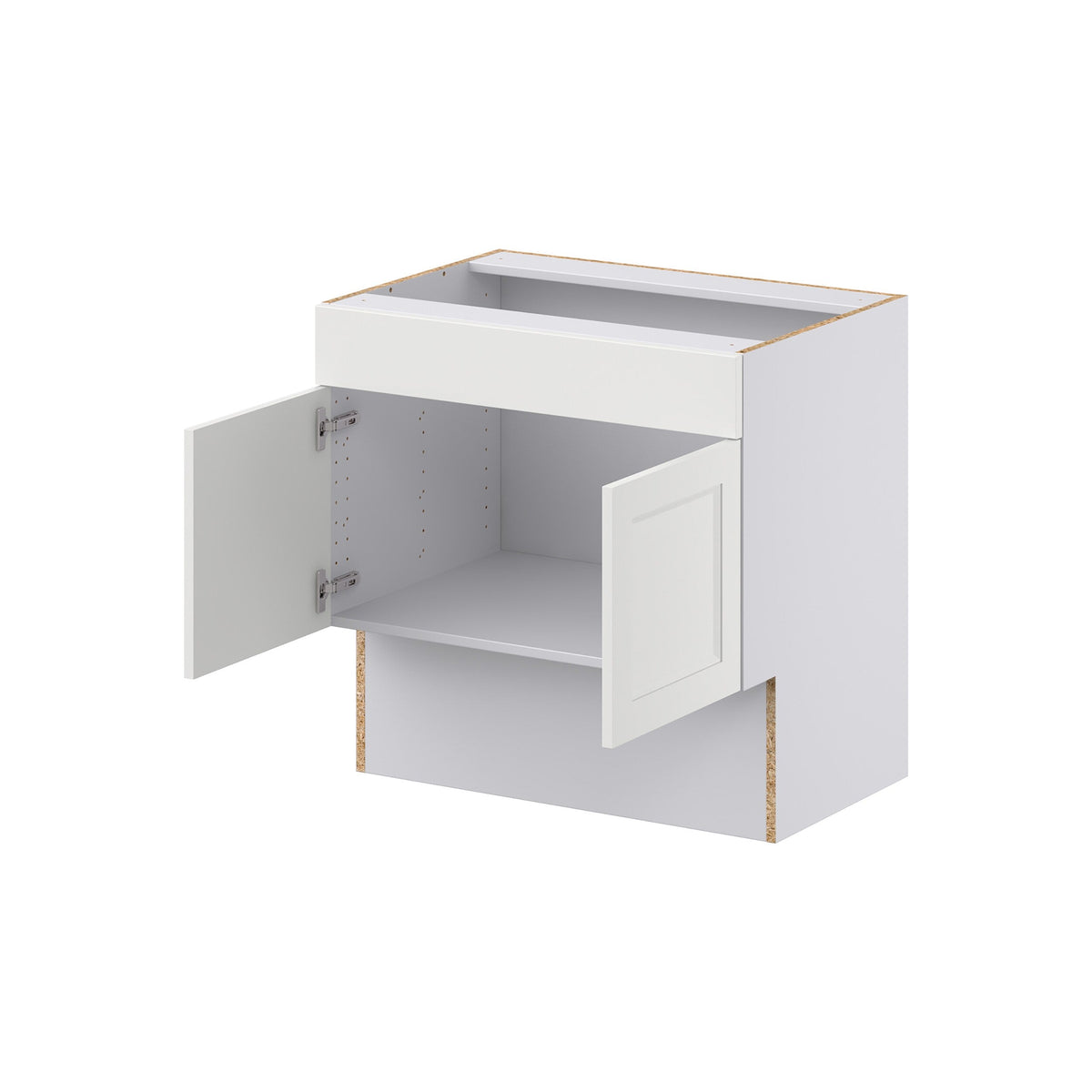 Hugo&Borg Riviera 30-in W x 30-in H x 21-in D Bright White Sink Base Fully Assembled Cabinet (Recessed Panel Shaker Style)