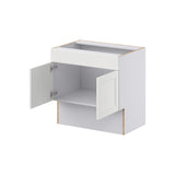 Hugo&Borg Riviera 30-in W x 30-in H x 21-in D Bright White Sink Base Fully Assembled Cabinet (Recessed Panel Shaker Style)