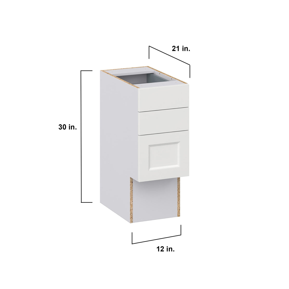 Hugo&Borg Riviera 12-in W x 30-in H x 21-in D Bright White 4-Drawer Base Fully Assembled Cabinet (Recessed Panel Style)