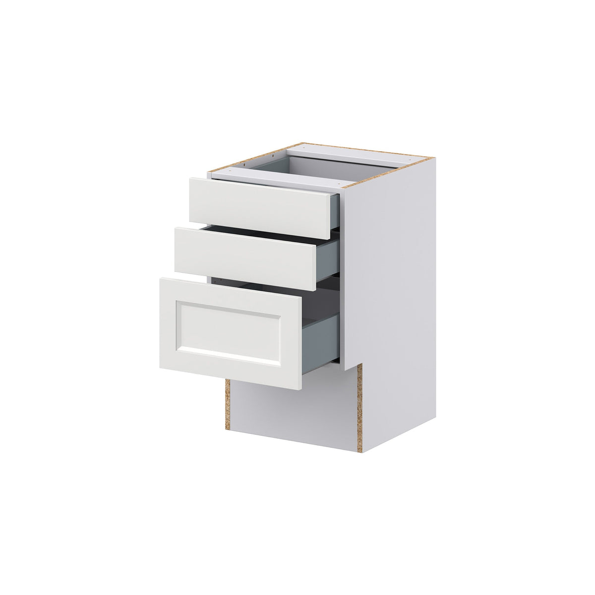 Hugo&Borg Riviera 18-in W x 30-in H x 21-in D Bright White 3-Drawer Base Fully Assembled Cabinet (Recessed Panel Style)