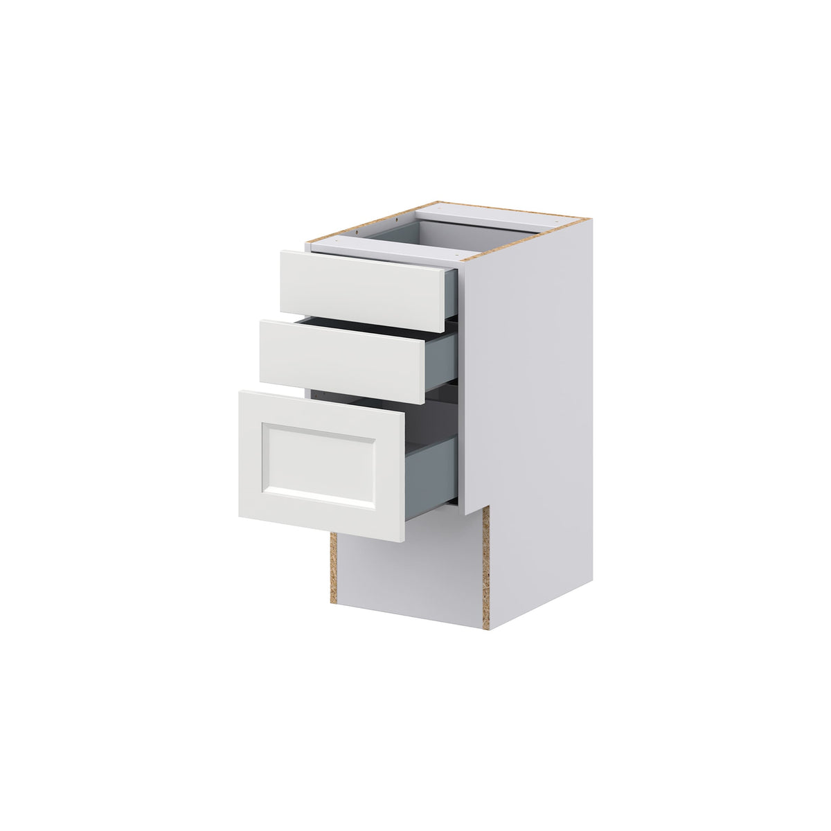 Hugo&Borg Riviera 15-in W x 30-in H x 21-in D Bright White 3-Drawer Base Fully Assembled Cabinet (Recessed Panel Style)