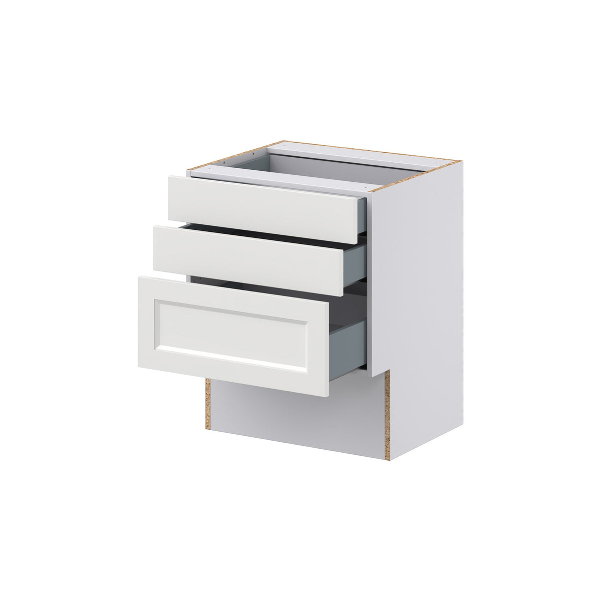 Hugo&Borg Riviera 24-in W x 30-in H x 21-in D Bright White 3-Drawer Base Fully Assembled Cabinet (Recessed Panel Style)